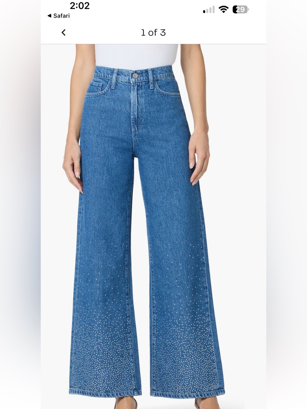 Joe's Jeans Medium Blue Wide-Leg Jeans with Hem Rhinestone Embellishments